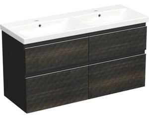Set mobilier baie suspendat Jungborn TRENTA 120 cm negru-maro mâner crom