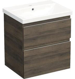 Set mobilier baie suspendat Jungborn TRENTA 60 cm stejar Gladstone mâner crom