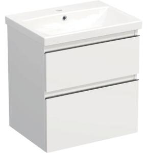 Set mobilier baie suspendat Jungborn TRENTA 60 cm alb mat mâner negru