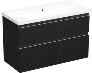 Set mobilier baie suspendat Jungborn TRENTA 100 cm geometric 1 negru