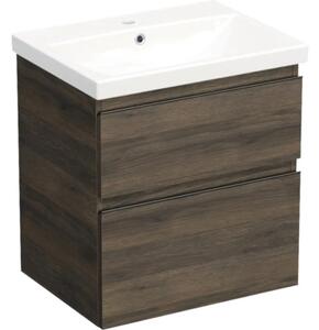 Set mobilier baie suspendat Jungborn TRENTA 60 cm stejar Gladstone mâner negru