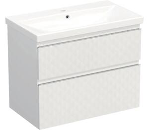 Set mobilier baie suspendat Jungborn TRENTA geometric 80 cm alb mâner crom