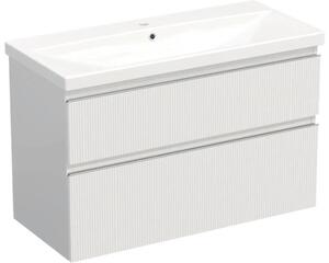Set mobilier baie suspendat Jungborn TRENTA 100 cm alb mâner crom