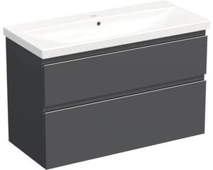 Set mobilier baie suspendat Jungborn TRENTA 100 cm antracit mâner crom