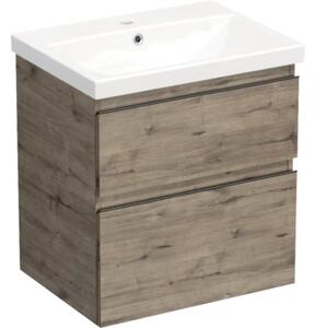 Set mobilier baie suspendat Jungborn TRENTA 60 cm stejar Wellington mâner negru