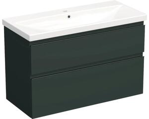 Set mobilier baie suspendat Jungborn TRENTA 100 cm verde salvie mat mâner negru