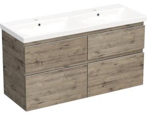 Set mobilier baie suspendat Jungborn TRENTA 120 cm stejar Wellington mâner crom