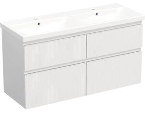 Set mobilier baie suspendat Jungborn TRENTA riflaj 120 cm alb mâner alb