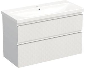 Set mobilier baie suspendat Jungborn TRENTA 100 cm alb mâner crom