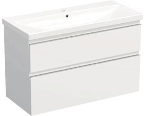 Set mobilier baie suspendat Jungborn TRENTA 100 cm alb mat mâner crom