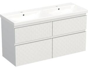 Set mobilier baie suspendat Jungborn TRENTA 120 cm geometric alb mâner crom