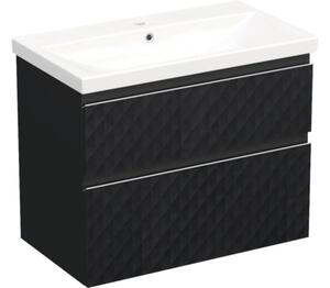 Set mobilier baie suspendat Jungborn TRENTA 80 cm geometric 1 negru