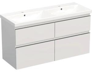 Set mobilier baie suspendat Jungborn TRENTA 120 cm alb lucios mâner negru