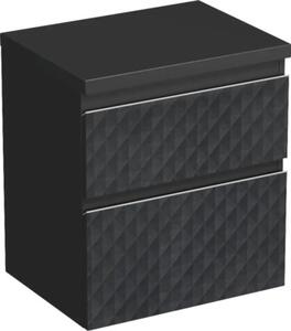 Dulap bază lavoar baie suspendat Jungborn TRENTA 60 cm PAL negru mat mâner argintiu