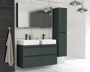 Dulap bază lavoar baie suspendat Jungborn TRENTA 120 cm PAL verde mâner negru