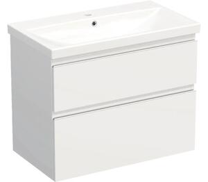 Set mobilier baie suspendat Jungborn TRENTA 80 cm alb mat mâner alb