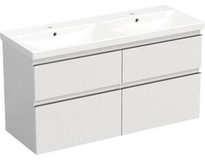 Set mobilier baie suspendat Jungborn TRENTA 120 cm riflaj alb mâner negru