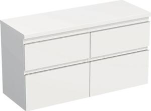 Dulap bază lavoar baie suspendat Jungborn TRENTA 120 cm PAL alb mat mâner argintiu