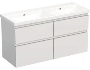 Set mobilier baie suspendat Jungborn TRENTA 120 cm alb lucios mâner crom