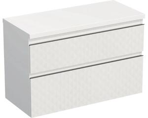 Dulap bază lavoar baie suspendat Jungborn TRENTA 100 cm PAL alb mat geometric 1
