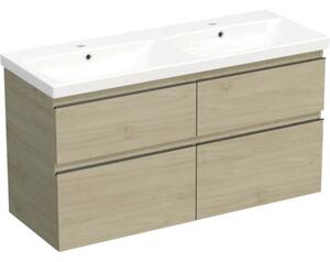 Set mobilier baie suspendat Jungborn TRENTA 120 cm stejar Kendal mâner negru