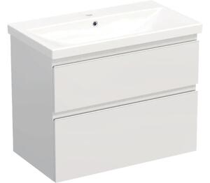 Set mobilier baie suspendat Jungborn TRENTA 80 cm alb lucios mâner alb
