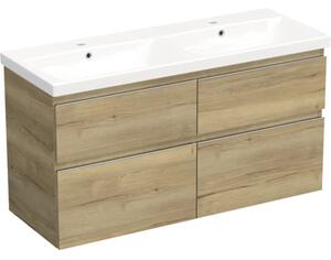 Set mobilier baie suspendat Jungborn TRENTA 120 cm stejar Halifax mâner crom
