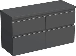 Dulap bază lavoar baie suspendat Jungborn TRENTA 120 cm PAL antracit mat mâner argintiu