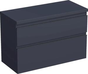 Dulap bază lavoar baie suspendat Jungborn TRENTA 100 cm PAL albastru Marino mâner negru