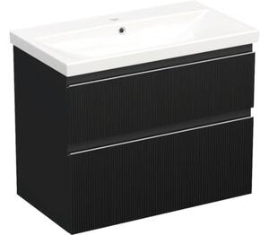 Set mobilier baie suspendat Jungborn TRENTA 80 cm riflaj 1 negru