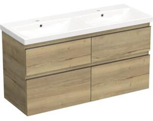 Set mobilier baie suspendat Jungborn TRENTA 120 cm stejar Halifax mâner negru
