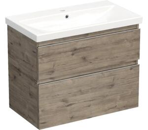 Set mobilier baie suspendat Jungborn TRENTA 80 stejar Wellington mâner crom