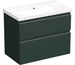 Set mobilier baie suspendat Jungborn TRENTA 80 cm, verde salvie mat mâner crom