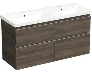 Set mobilier baie suspendat Jungborn TRENTA 120 cm stejar Gladstone 4 mânere crom