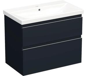 Set mobilier baie suspendat Jungborn TRENTA 80 cm albastru mâner crom