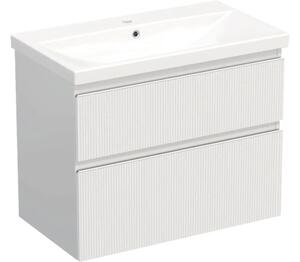 Set mobilier baie suspendat Jungborn TRENTA 80 cm riflaj alb mâner alb