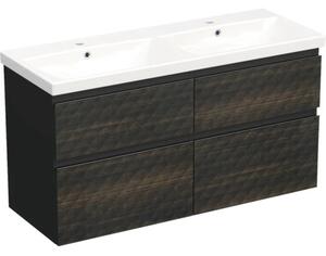 Set mobilier baie suspendat Jungborn TRENTA 120 cm negru-maro mâner negru
