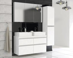 Dulap bază lavoar baie suspendat Jungborn TRENTA 120 cm PAL alb mat mâner negru