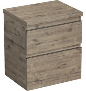 Dulap bază lavoar baie suspendat Jungborn TRENTA 60 cm PAL stejar Wellington mâner negru