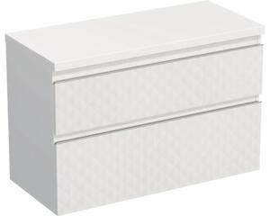 Dulap bază lavoar baie suspendat Jungborn TRENTA 100 cm PAL alb mat geometric 2