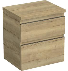 Dulap bază lavoar baie suspendat Jungborn TRENTA 60 cm PAL stejar Halifax mâner negru