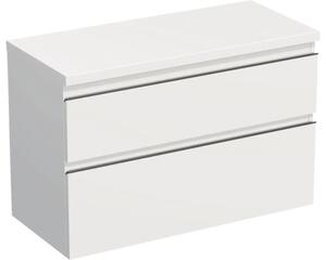Dulap bază lavoar baie suspendat Jungborn TRENTA 100 cm PAL alb mat mâner negru