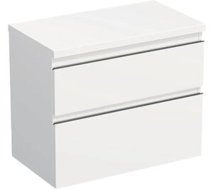 Dulap bază lavoar baie suspendat Jungborn TRENTA 80 cm PAL alb mat mâner negru