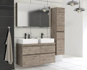 Dulap bază lavoar baie suspendat Jungborn TRENTA 120 cm PAL stejar Wellington mâner negru