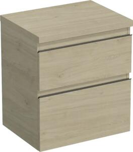 Dulap bază lavoar baie suspendat Jungborn TRENTA 60 cm PAL stejar Kendal mâner negru