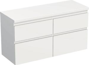 Dulap bază lavoar baie suspendat Jungborn TRENTA 120 cm PAL alb mat mâner alb