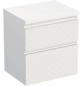 Dulap bază lavoar baie suspendat Jungborn TRENTA 60 cm PAL alb mat geometric 3