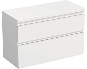Dulap bază lavoar baie suspendat Jungborn TRENTA 100 cm PAL alb mat mâner alb