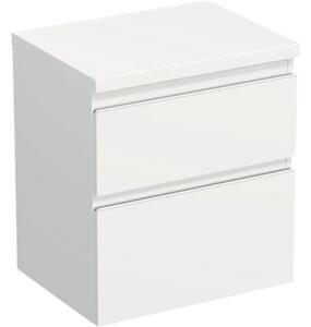Dulap bază lavoar baie suspendat Jungborn TRENTA 60 cm PAL alb mat mâner alb