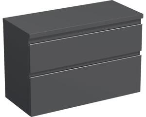 Dulap bază lavoar baie suspendat Jungborn TRENTA 100 cm PAL antracit mat mâner argintiu